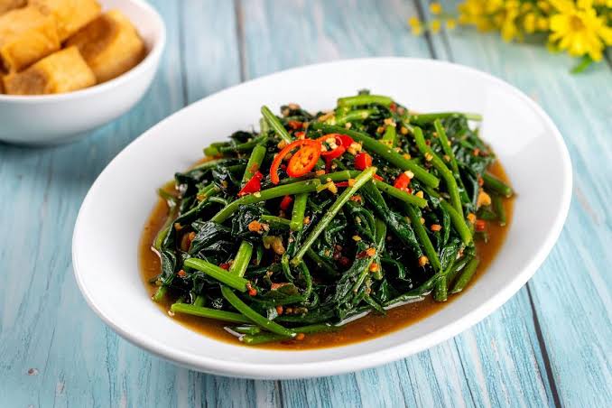 Hidangan Tradisional Indonesia Sebuah Masakan Cah Kangkung